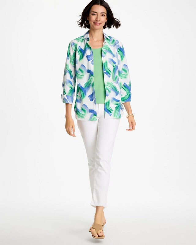 No Iron Printed Stretch Shirt - image 2